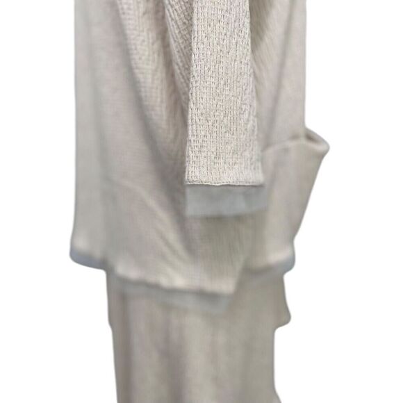 Luukaa Cream Crinkle Knit Cardigan Tank SET Lagenlook Modern Unique Size 8 / 10 - Picture 3 of 12